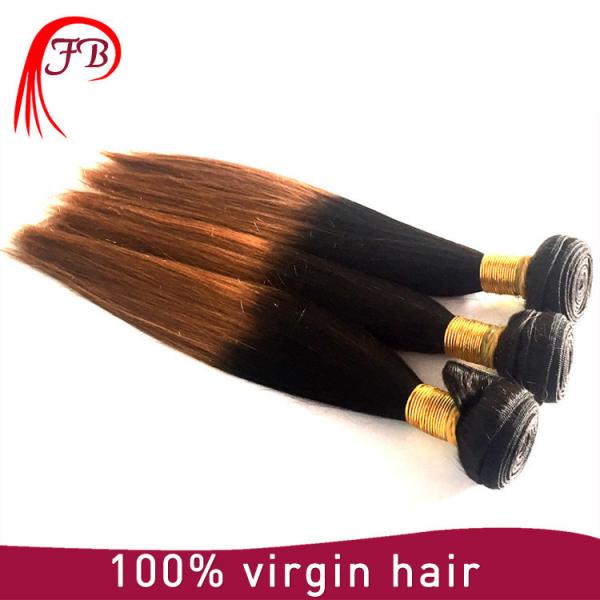 ombre hair extension two tone straight hair weft remy human #2 image