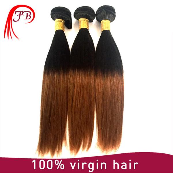 ombre hair extension two tone straight hair weft remy human #3 image