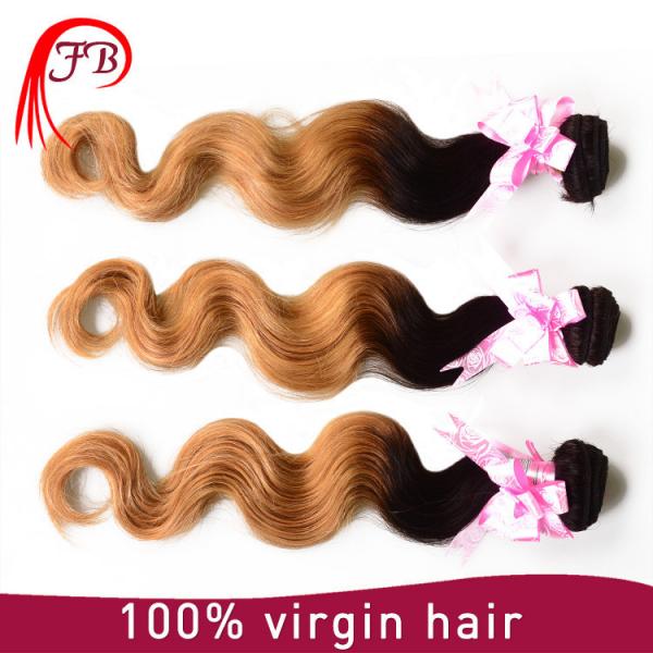 Ombre Hair weft raw and unprocessed Body Wave hair weft 1B/27# hair extension #3 image