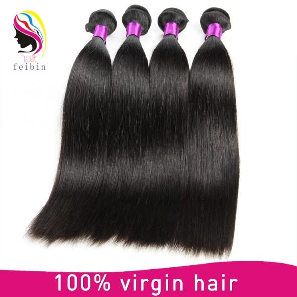 100 pure virgin human hair straight hair peruvian hair extension #1 image