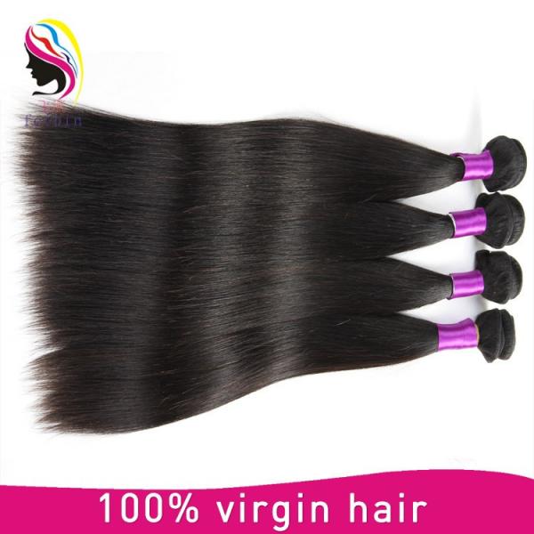 100 pure virgin human hair straight hair peruvian hair extension #3 image