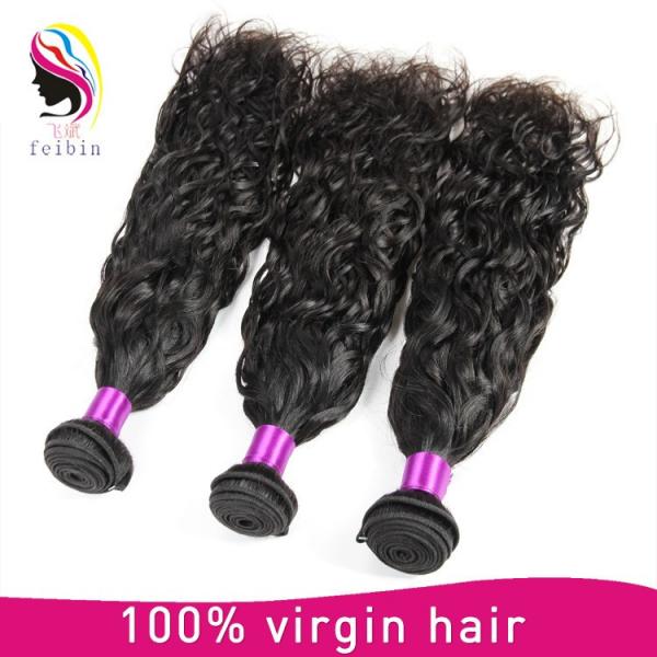 100% natural hair extension natural wave brazilian human hair #3 image
